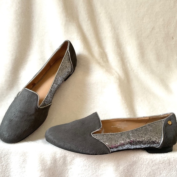 IMAN Shoes - Gray IMAN Slip On Calf Hair Glittery Loafer Flats